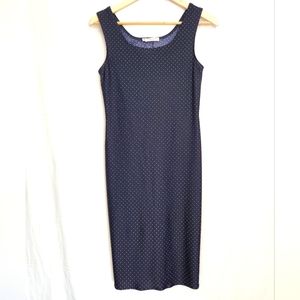 Christian Dior Coordonnes Vintage Slip Dress, Size 40, Navy/White Polka Dots